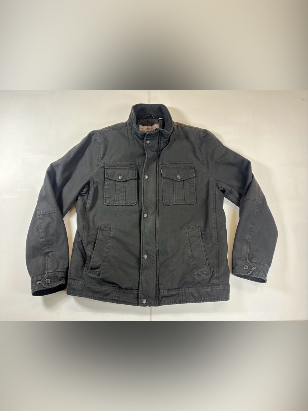 Levi's Jacket Black Canvas Military Full Zip Quilted Lined Pockets Men’s M